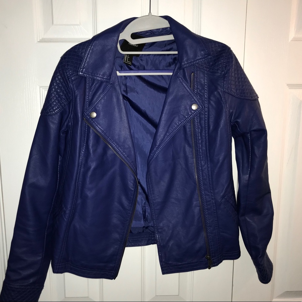 New Blue Forever 21 Faux Leather Jacket